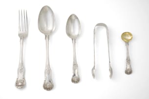 An assembled King's pattern Cape silver flatware, Lawrence Holme Twentyman, c.1818-1852