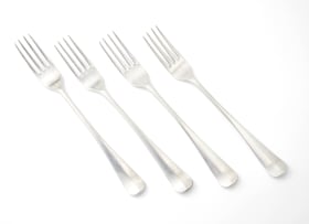 Four Cape silver 'Feather-edge pattern' forks, Gerhardus Lotter, 1810-1824