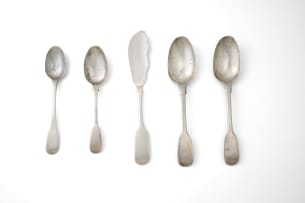 A Cape silver fiddle pattern butter knife, Lawrence Holme Twentyman, 1818-1852 and various makers