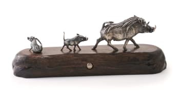 A Patrick Mavros silver sculpture of warthogs, Zimbabwe, c.late 20th/early 21st century