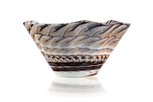 Murano; Clear and ivory art glass bowl