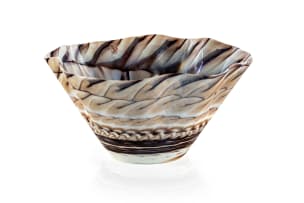 Murano; Clear and ivory art glass bowl