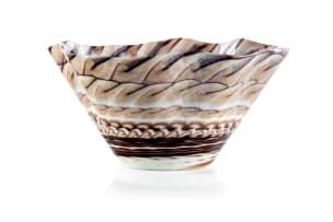 Murano; Clear and ivory art glass bowl
