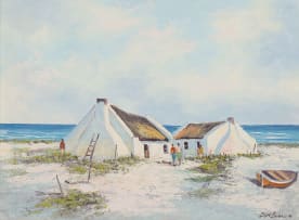 Don Benzien; Coastal Landscape with Cottages