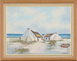 Don Benzien; Coastal Landscape with Cottages
