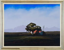 Peter Bonney; Farm House beneath Trees in a Mountainous Landscape