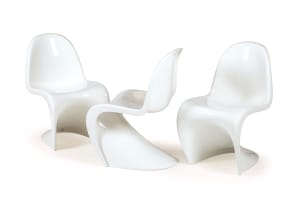 Three 'Panton' style cantilever chairs after the 1960 design by Verner Panton, Denmark