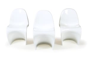 Three 'Panton' style cantilever chairs after the 1960 design by Verner Panton, Denmark