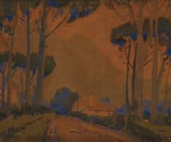 Sydney Carter; Cape Landscape with Trees and Houses