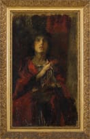 Attributed to Antonio Mancini; The Prayer