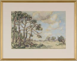 Gregoire Boonzaier; Landskap met Vyf Dennebome, Kenilworth (Landscape with Five Pine Trees)