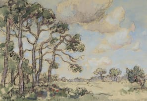 Gregoire Boonzaier; Landskap met Vyf Dennebome, Kenilworth (Landscape with Five Pine Trees)