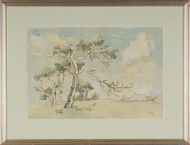 Gregoire Boonzaier; Bome en Berg, Kaapse Vlakte (Trees and Mountain, Cape Flats)