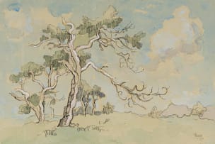 Gregoire Boonzaier; Bome en Berg, Kaapse Vlakte (Trees and Mountain, Cape Flats)