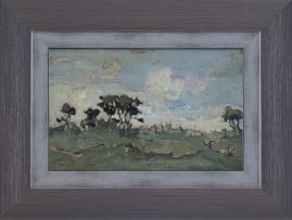 Gregoire Boonzaier; Trees with Distant Houses (recto); Landscape with Cottages (verso)