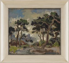Gregoire Boonzaier; Trees with Distant Mountains