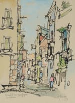 Gregoire Boonzaier; Straatjie met Ses Figure, Lissabon (Street with Six Figures, Lisbon)