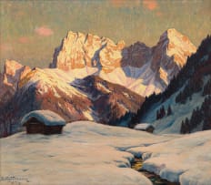 Erwin Kettemann; Winterabend bei Mittenwald mit Karwendal (Winter Evening near Mittenwald with Karwendal)