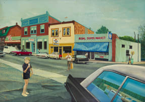 Marianne Podlashuc; Street Scene with Figures and Cars