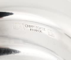 A pair of French silver-plated Christofle bowls and four butter knives