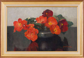 Frans Oerder; Begonias in a Bowl