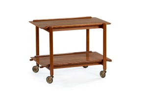 Poul Hundevad; Extending teak bar cart for Vamdrup Stolefabrik, Denmark