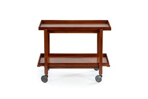 Poul Hundevad; Extending teak bar cart for Vamdrup Stolefabrik, Denmark