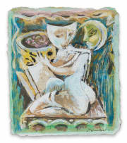 Armando Baldinelli; Abstract Figure with Moon and Book