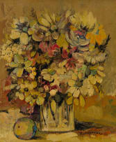 Jan Dingemans; Flowers in a Vase with Fruit