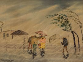 John Koenakeefe Mohl; Country Scene in Windy Rain W. Tvl. (S.A.)