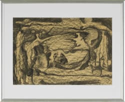 Cecily Sash; Untitled (Abstracted Figures and Hut in a Landscape)
