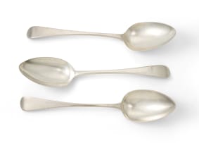 A George III silver Old English pattern spoons, Peter & Ann Bateman, London, 1798; and Thomas Dicks, London, 1806