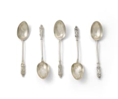 Five Victorian Apostle teaspoons, Hilliard & Thomason, Birmingham, 1876