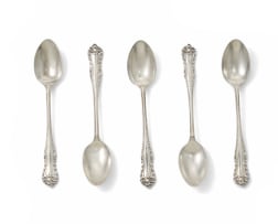 Five silver-plate teaspoons, Walker & Hall, Sheffield, c.1910