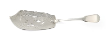 An Irish fiddle pattern fish slice, James Le Bas, Dublin, 1827