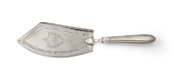A George III Irish silver fish slice, Christopher Haines, Dublin, 1797