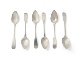 Six Scottish fiddle pattern teaspoons, Mitchell & Russell, Edinburgh, 1813
