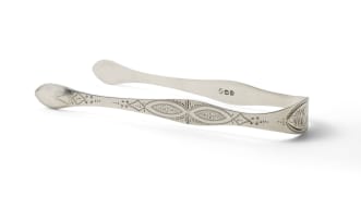 A George III silver pair of sugar tongs, Peter & William Bateman, London, 1808