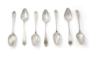 Seven Irish silver spoons, Dublin, 1802