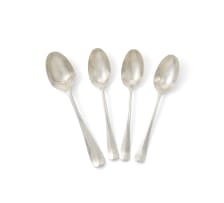 Four George V silver Rat tail pattern coffee spoons, Josiah Williams & Co, London, 1927