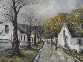 James Madge; Street Scene with Cottages