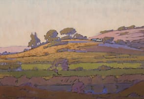 Jacob Hendrik Pierneef; Farm Landscape with Trees and Building