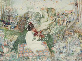 Hardy Botha; Fantasy Landscape with Figures and Animals