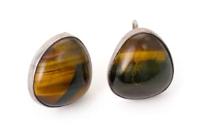 Silver Tiger's-eye choker and earring suite, unknown maker, South-Africa, 1958