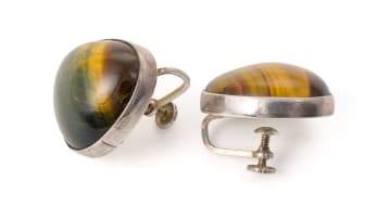 Silver Tiger's-eye choker and earring suite, unknown maker, South-Africa, 1958