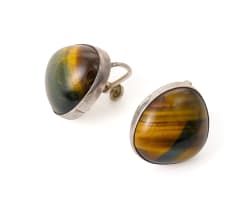 Silver Tiger's-eye choker and earring suite, unknown maker, South-Africa, 1958