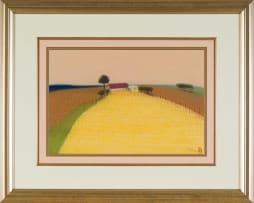 Pieter van der Westhuizen; Landscape with Yellow Fields and House