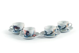 Cecil Skotnes; Set of four espresso cups and saucers