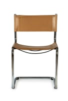 Set of eight chrome and leather Bauhaus style cantilever chairs