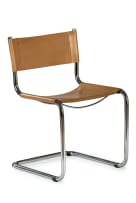 Set of eight chrome and leather Bauhaus style cantilever chairs